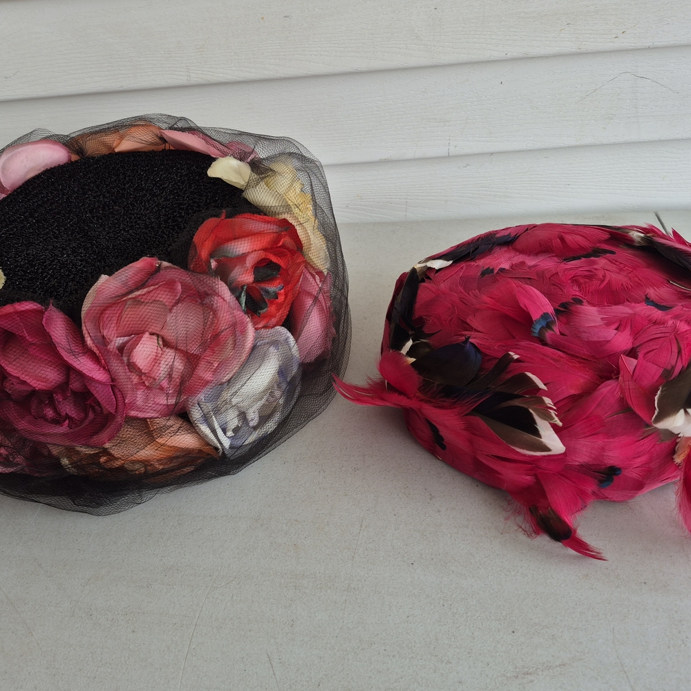 Vintage Floral and Feather Hats